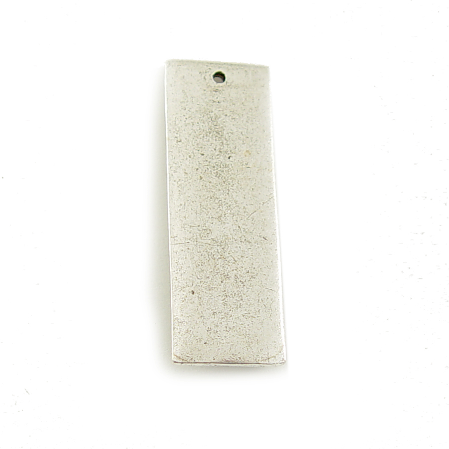 Metal Stamping Blanks Silver Plated Pewter Rectangle with Hole, 37mm (1.46") x 12.5mm (.49"), 18g